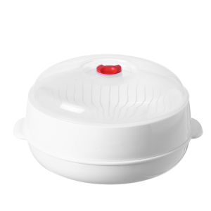 BPA-Free Microwave Food Steamer Oven Heating Steamer Double Layer Round Plastic lunch box bowl heating rice container Steaming Box/Microwave Oven Steamer/Double-Layer Food Grade Safe Heat-Resistant