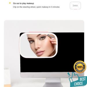 Rechargeable Car Visor Mirror with LED Light – Touch Control 3 Light Modes Foldable HD Anti-Glare Makeup Mirror