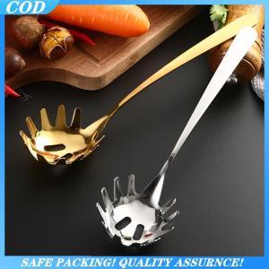 (COD) Spoon Multifunctional Noodle Spoon Food Strainers Stainless Steel Spaghetti Server Pasta Colander Ladle Noodle Strainer Tool