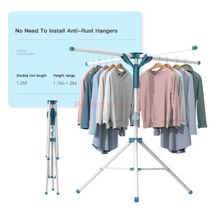 SG Stock All stainless steel clothes drying rack telescopic folding clothes drying rack heavy duty drying rack windproof clothes drying rack,Adjustable height1.8m