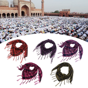 Men Women Houndstooth Fashion Shemagh Scarf Desert Scarves Arabian Shawl Wrap Neckerchief Head Scarf Turban with Tassels