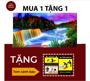 Mặt Lưng Tranh Bể Cá 3D Dán Hồ Cá Trang Trí Hồ Mẫu Thác Nước Rừng Núi Tranh Vẽ Thiên Nhiên Tặng Tem Cảnh Báo