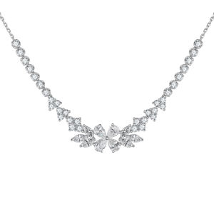 Queensun Full Diamond Chain PT950 Platinum lab Diamond Floral Necklace with True Diamond Explosion Flash Clavicular Chain繁花如约钻石项链for men and women gift IGI certificate certification ，Ladies gifts，daily necklace