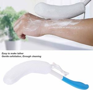 Shower Brush Long HandleBath Brush Long Curved Handle Soft Sponge Body Cleaning Exfoliating Shower Brushes Back Brush Scrubber Body Skin Exfoliation Tool Handled Bath Body Brush for Men Women