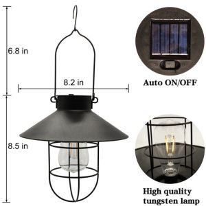 Retro Solar Tent Camping Lantern Waterproof Garden Balcony Chandelier Light
