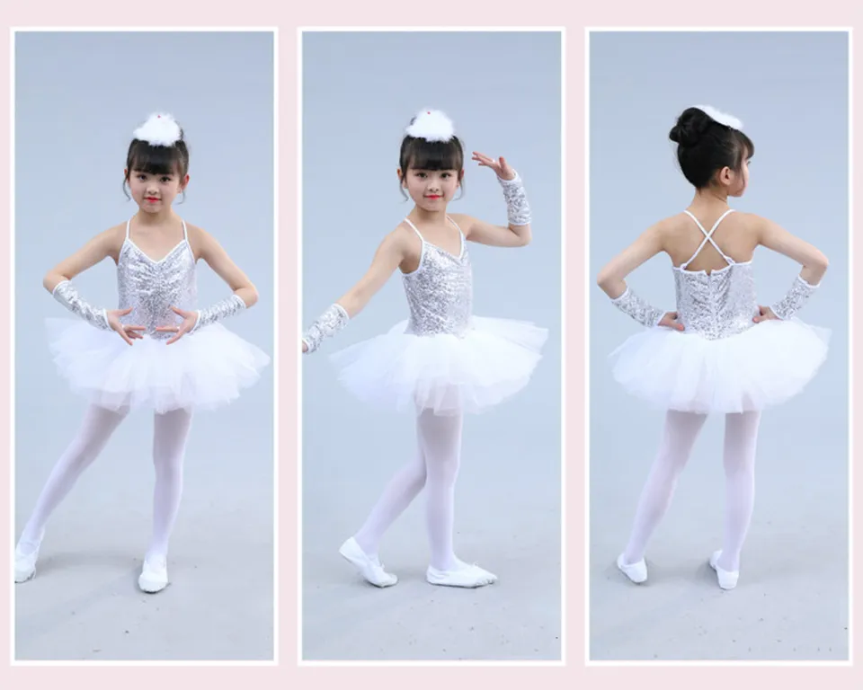LOlanta Ballerina Costume for Kids Girl White Ballet Dress Sequins