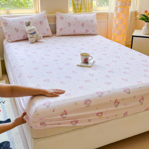 Dansunreve Colorful Fitted Bedsheet Breathable Elastic Bow/Rabbit Printed Bed Sheet Full Wrap Fittedsheet Single/Super Single/Queen/King