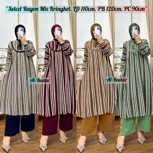 gamis salur set celana bahan rayon mix crinkle by icha fashion46