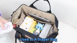 กระเป๋าปั๊มนมสำหรับ Spectra S1 S2 Medela กระเป๋าผ้าอ้อมขนาดใหญ่แบบแปลงเป็นกระเป๋าเป้สำหรับคุณแม่ทำงานพร้อมช่องใส่แล็ปท็อปขนาด 14 นิ้วและช่องเก็บความเย็น สีดำ