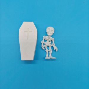 BNU0349 Flexible Joints Articulated Skeleton 3D-Printed Removable Coffin Boxes Halloween Toy Poseable Model Plastics Halloween Mini Coffin Box Home Decoration