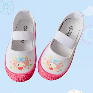 Christmas gifts Sanrio Hello Kitty Childrens Indoor Shoes Kawaii Cartoon Anime My Melody Kuromi Kids Soft Sole Shoes Students Canvas Shoes Girl