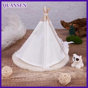 QUANSEN บ้านตุ๊กตา1:12ชุดเต็นท์สีขาวตั้งแคมป์กลางแจ้งพร้อมหมอนพรมบ้านตุ๊กตาสวนนางฟ้าจิ๋วของเล่นตกแต่งฉากขนาดเล็ก