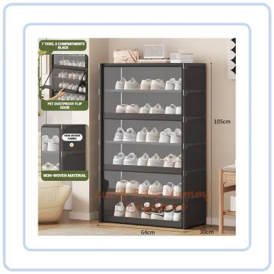 【Pure Care】 Flip Dustproof Shoe Cabinet with Clear Door / 30cm Deep Large Shoe Rack Organizer