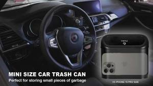 Ginsco 2 PackCar Trash Can with Lid Small Car Garbage Can Cute Leakproof ABS Trash Bin Auto Accessories for Interior Garbage Bin for Home Office with 120pcs Trash Bags Pink
