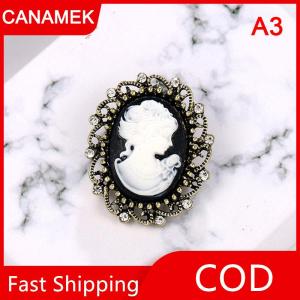 【CANAMEK】 Cổ Điển Gothic Phong Cách Đầu Bức Tượng Cameo Trâm Rhinestone Trâm Cho Phụ Nữ