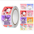 cute 500 stickers/Sanrio Handbook Material Stickers Melody Kuromi Cinnamon Stickers Decorative Roll Stickers. 