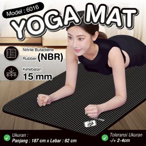 BG Sport Matras Yoga Alas Senam Lantai Yoga Mat Polos Karpet Olahraga Anti Slip 15mm (FREE STRAP)