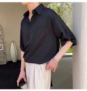 HUILISHI Korean Oversized Plain mens short sleeve shirt