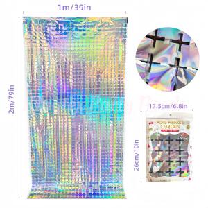 Rainbow Laser Curtain Foil Iridescent Backdrop Banner Square 1x2M Disco Theme Birthday Party Colorful Fringe Decoration