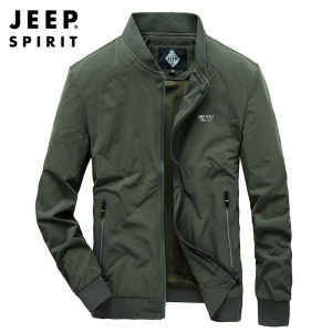 JEEP SPIRIT Mens Jacket New Thin Round Neck Jacket Loose Breathable Outdoor Travel Work Jacket