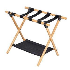 FFBH Foldable Luggage Rack Suitcase Stand Heavy Duty for Hotel Travel Two Tier Shelf Luggage Holder Organizer Home Travel Bag Holder 7M5T2