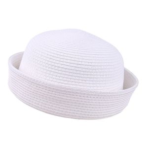 LEKGAVD Elegant Straw Pillbox Hat Weave Fedoras Straw Beret Hat Women Teardrop Painter Hat Summer Wear