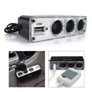 Versatile 3 Way Car Socket Adapter Splitter with USB Charging Port Extension Replacement 12V/24V Triple Chargers Durable