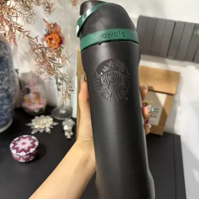 Owala FreeSip Starbucks Limited Edition Water Bottle Mens and Womens Models 24oz Stainless Steel Cold Water Bottle for Keeping Warm Portable Handheld Cup Sippy Cup