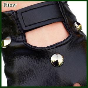 Fitow Leather Fingerless Short Gloves Black s Stud Half Finger Mittens Fashion