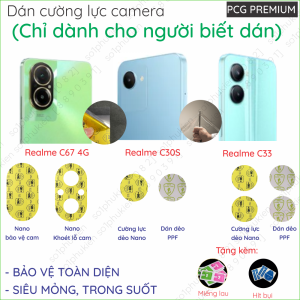 [Mua 1 tặng 1] Dán camera cho Realme C67 4G/ Realme C30S/ Realme C33 loại nano chống bể loại ppf chống trầy