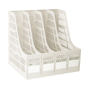 4 Column File Data Storage Rack PP Material Multi-functional Books Pencil Sundries Storage Rack Office Stationery