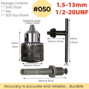 JIANTAI 1/2-20UNF 1.5-13mm Keyless Metal Drill Chuck Quick Change Adapter SDS-Plus Shank