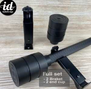 Full Set Batang Gorden Aluminium Mewah – 2 Bracket + 2 End Cup | Aksesoris Rel Gorden TOZAN