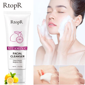 RtopR Vitamin C Facial Cleanser Whitening Face Wash Dark Spot Moisturizier Collagen Oil Control Skin Care Face Cream Foam