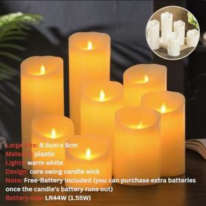 Momo Large Size Kandila Electric Candle LED Lights - Battery Operated Candle Light Swinging Candle for Christening Flameless Candle for Wedding Ceremony LED Candles for Altar Candle for Center Table Halloween Candles & Home Decor and Accessories