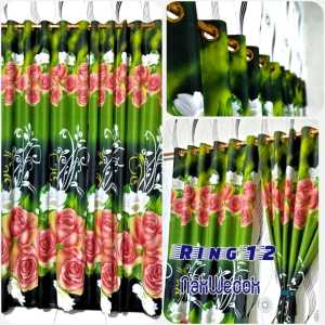 Nakwedok Gorden Jendela Murah tapi Mewah 1 set Gorden dan talinya New Green Rose Tebal