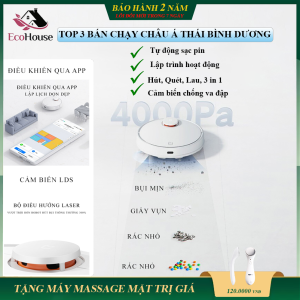 Robot hút bụi lau nhà Xiaomi Mija 3C Lực hút mạnh 4000PA Nhập khẩu Chính hãng điều khiển qua app cảm biến chống va đập