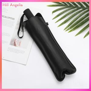 [Hill Angelia] Black PU Leather Umbrella Cover Case Portable Waterproof Umbrella Storage Pocket Umbrella Bag Portable Umbrella Cover