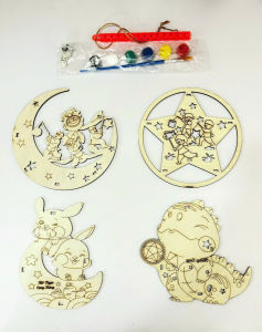 Lồng Đèn Trung Thu Gỗ Tự Tô Màu Đèn Lồng Gỗ Thủ Công Handmade Nhiều Mẫu Dễ Thương Kèm Đèn Led