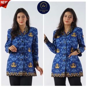 BAJU BATIK KORPRI WANITA KERAH HITAM LAPIS FURING kemeja korpri terbaru kemeja korpri wanita SERAGAM KORPRI KRAH HITAM TERBARU  KEMEJA KORPRI TERBARU WANITA BAHAN PREMIUM DENGAN FURING DALAM BAJU KORPRI