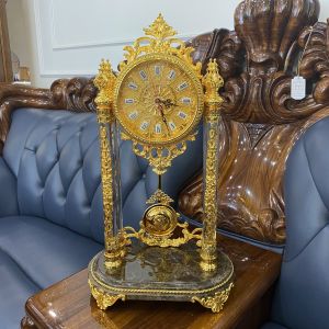 Đồng hồ để bàn mạ vàng đế đá cẩm thạch phong cách Tân Cổ Điển DHV14