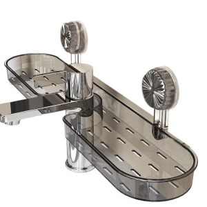 Punch‑Free Suction Cup Shelf Removable Wall‑Mounted Washbasin Storage Rack for Bathroom Kitchen Sink