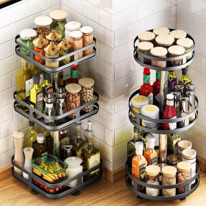 Kitchen Rotating Spice Rack Rotating Seasoning Rack Rak Rempah Multilayer Spice Rack Stainless Steel Spice Rack Storage