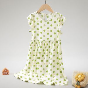 Unlimited X Summer Girls Dress Big Kids Cotton Silk Small Fragmented Flower Korean Cotton Silk Dress