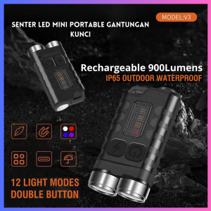 PENGIRIMAN CEPAT COD BORUiT Senter LED Mini Portable Gantungan Kunci Rechargeable 900Lumens/ BAGUS senter led mini super terang jarak jauh bentuk persegi emergency tahan lama usb canggih / alat penerangan saat mati lampu campung outdoor murah
