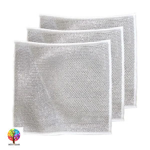 Double Layer Wire Wipe Multifunction Cloth Kitchen Wipe Fruit Vegetable Multifunction 20X20cm 双层钢丝清洁布