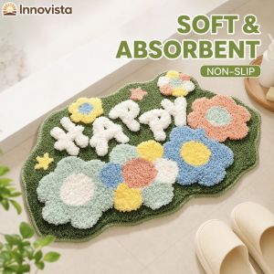Dopamine Flower Design Kitchen Carpet Floor Mat Non-slip Thicken Absorbent Soft Cute Household Doormat Home
