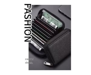 Eason Mall COD Leather Large-capacity Card Slot Organ Zipper Compact Bank Card Holder Multi-function ID card Bag