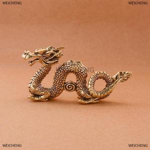 [COD] WEICHENG Bộ sưu tập đồ thủ công trang trí nhà thu nhỏ động vật thần thoại bằng đồng đồng đồ trang trí Tượng Rồng Trung Quốc