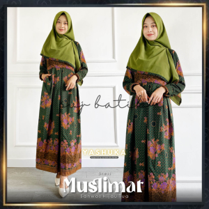 Batik muslimat nu gamis busui seragam nasional muslimah set kerudung syari long dress by svj